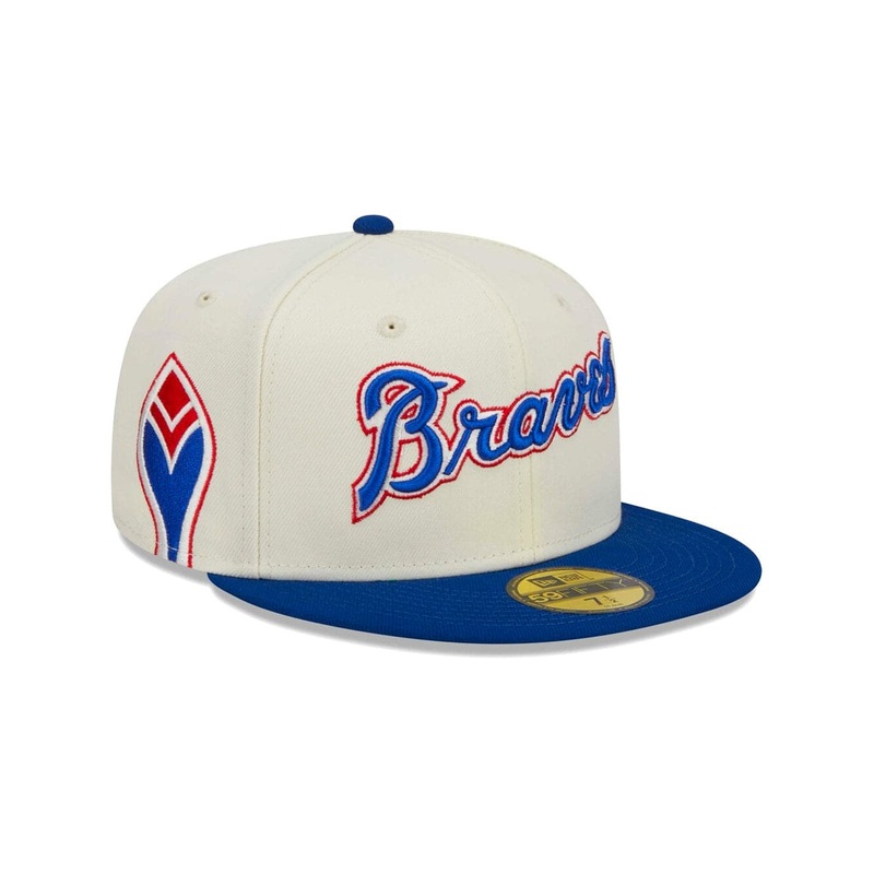 Atlanta Braves New Era MLB Retro Script 59FIFTY Fitted Hat – Beige