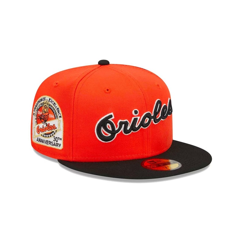 Baltimore Orioles New Era MLB Retro Script 59FIFTY Fitted Hat – Orange
