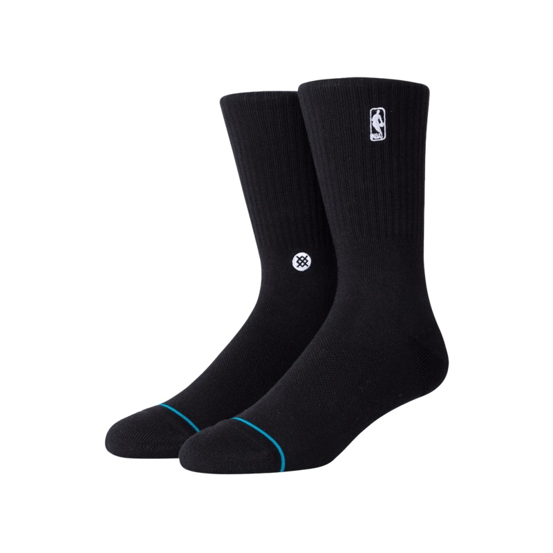 Mens NBA Logoman Stance Black & White Crew Socks – Black