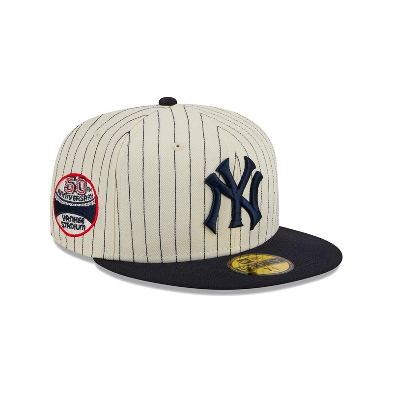 New York Yankees New Era MLB Retro Script 59FIFTY Fitted Hat – Off White