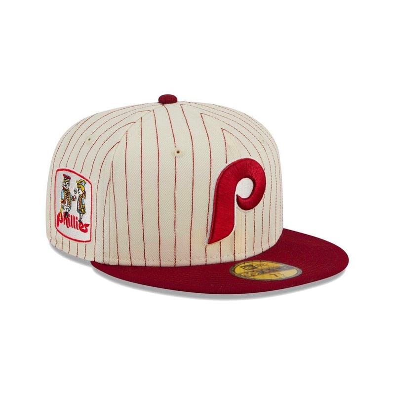 Philadelphia Phillies New Era MLB Retro Script 59FIFTY Fitted Hat – Off White