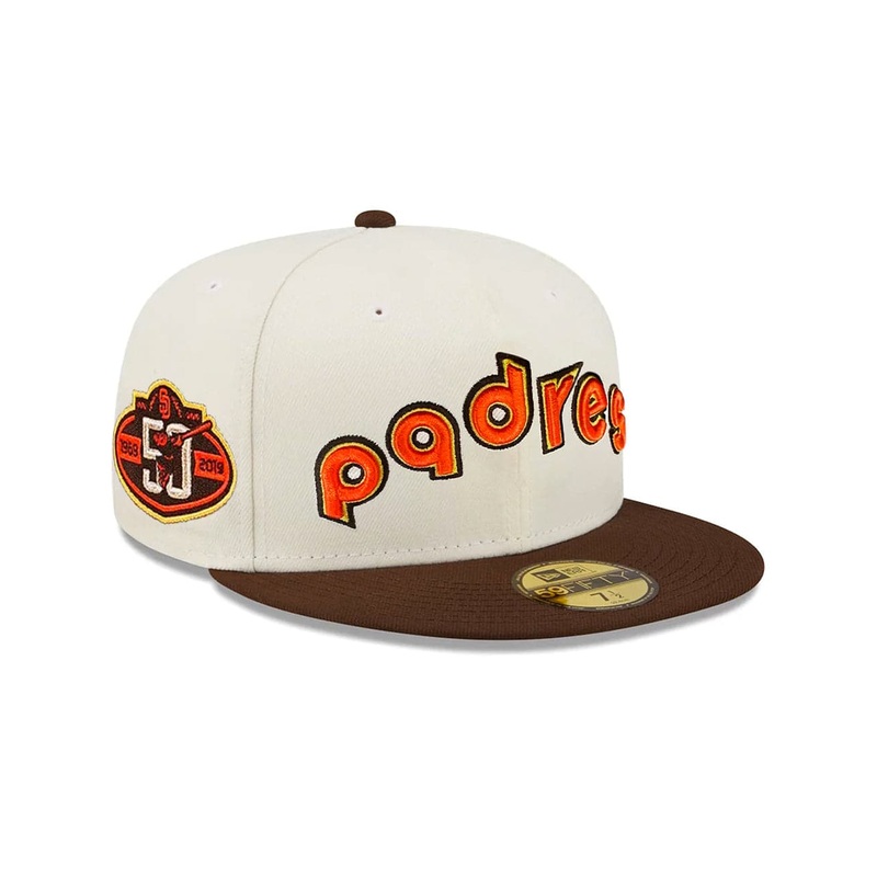 San Diego Padres New Era MLB Retro Script 59FIFTY Fitted Hat – Beige