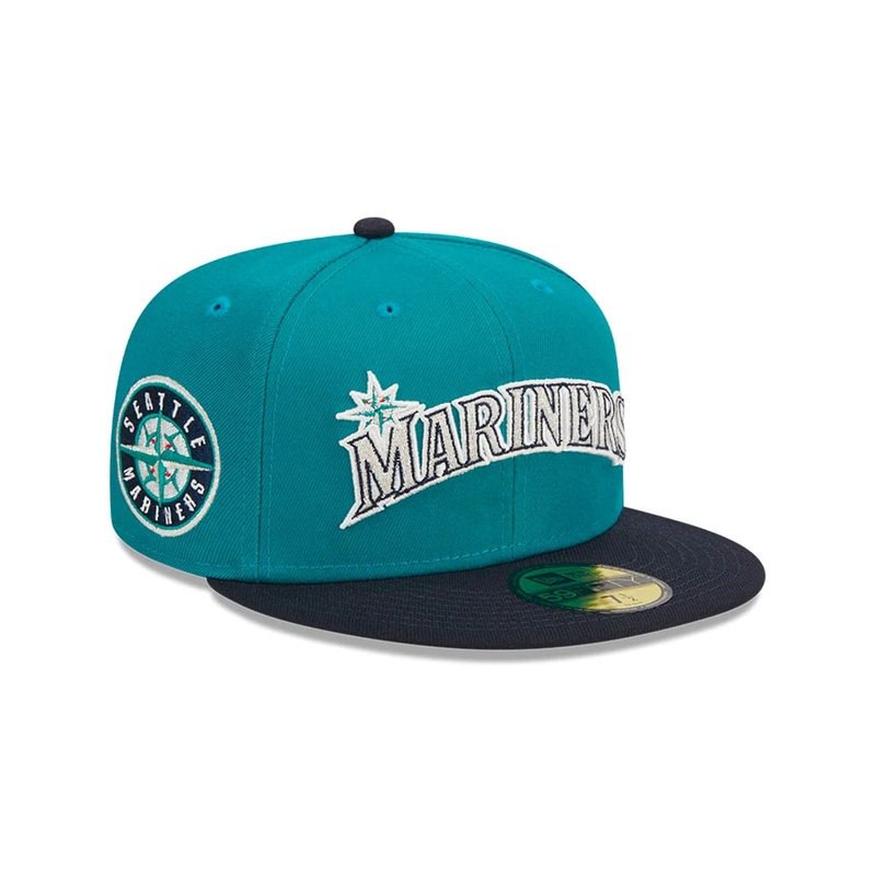 Seattle Mariners New Era MLB Retro Script 59FIFTY Fitted Hat – Green