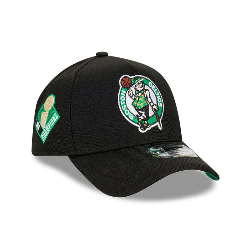 Boston Celtics New Era NBA Champs Patch 9FORTY A-Frame Snapback Hat – Black