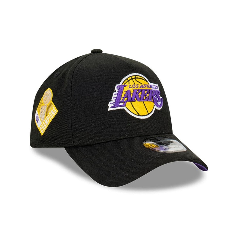 Los Angeles Lakers New Era NBA Champs Patch 9FORTY A-Frame Snapback Hat – Black