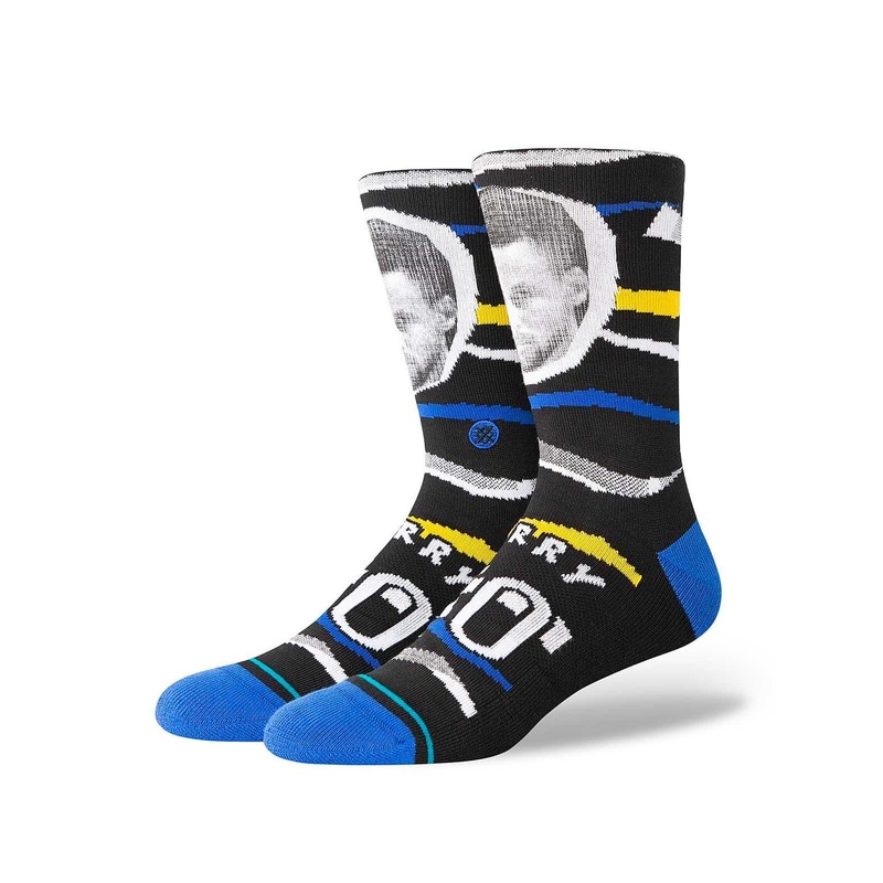 Steph Curry Golden State Warriors Stance NBA Faxed Crew Socks – Black