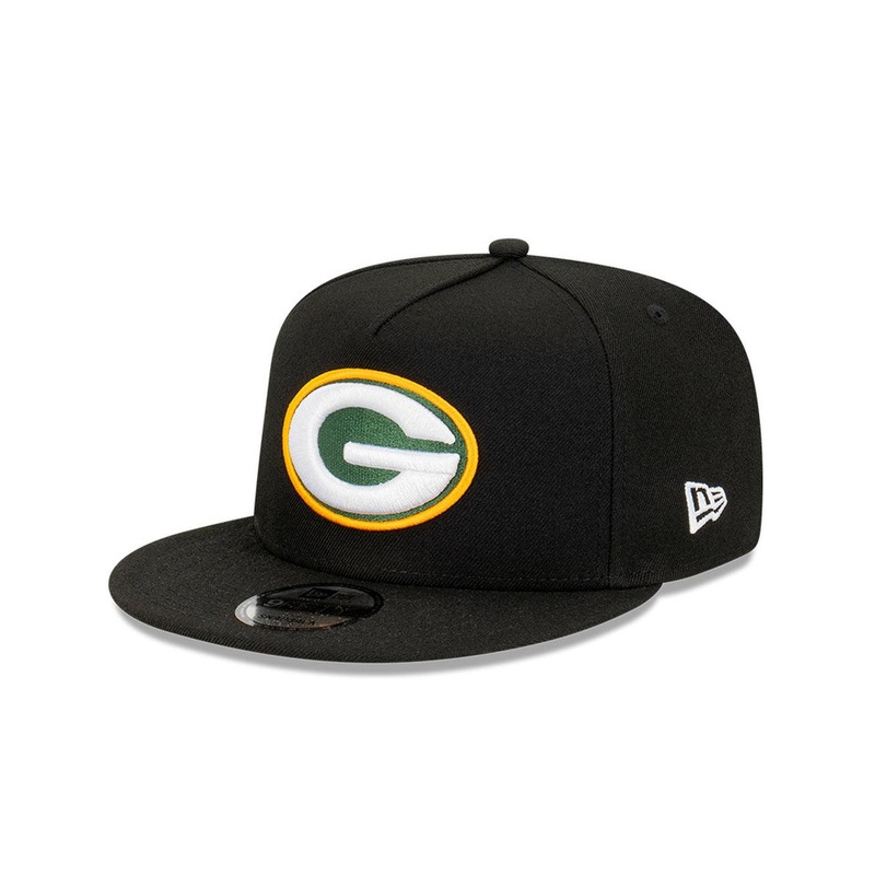 Green Bay Packers New Era NFL Team 9FIFTY A-Frame Snapback Hat – Black