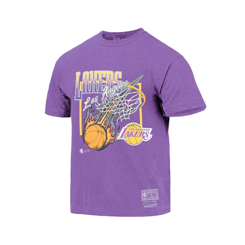 Los Angeles Lakers Mitchell & Ness NBA Fireball Vintage T-Shirt – Faded Purple