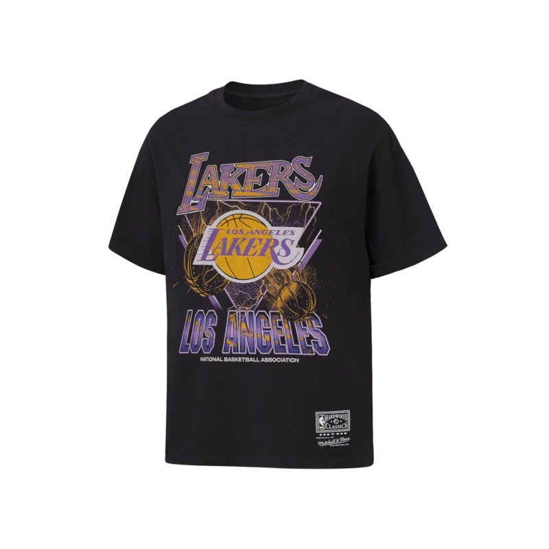 Los Angeles Lakers Mitchell & Ness NBA Trigon Vintage T-Shirt – Overdyed Black