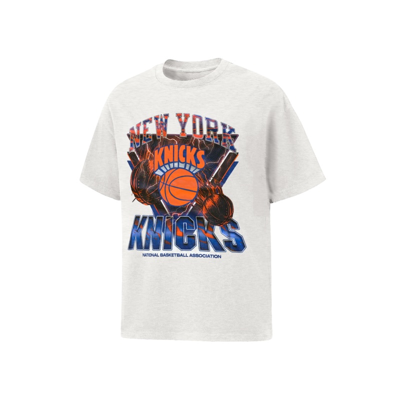 New York Knicks Mitchell & Ness NBA Trigon Vintage T-Shirt – White Marle