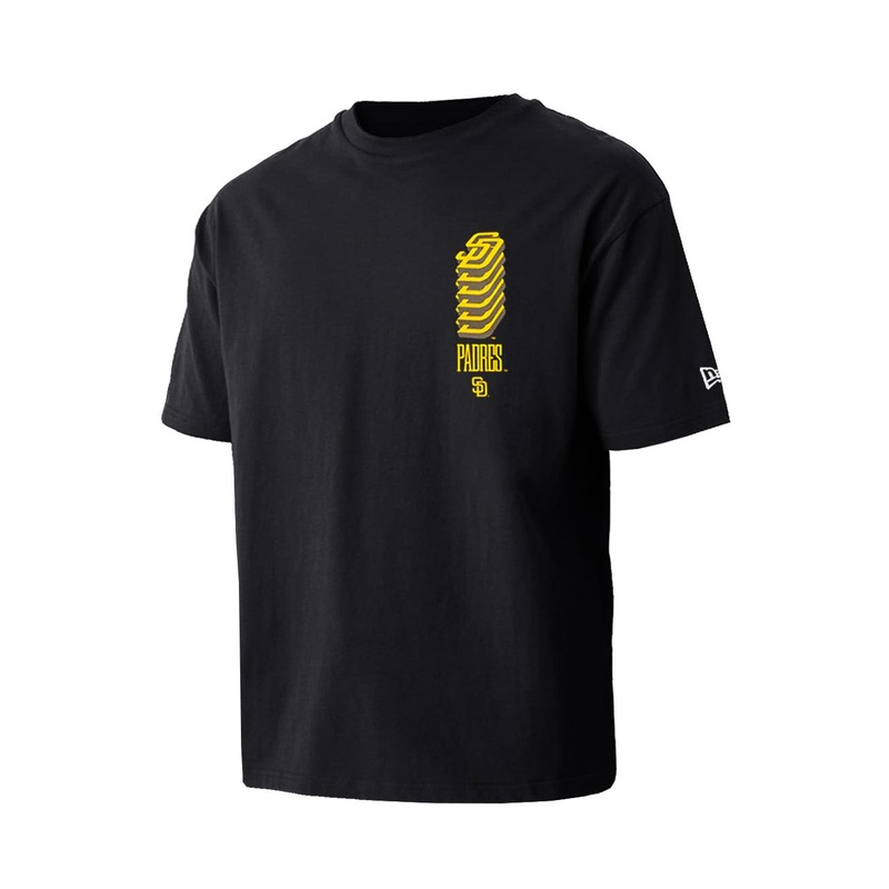 San Diego Padres New Era MLB Stacked Oversized T-Shirt – Black