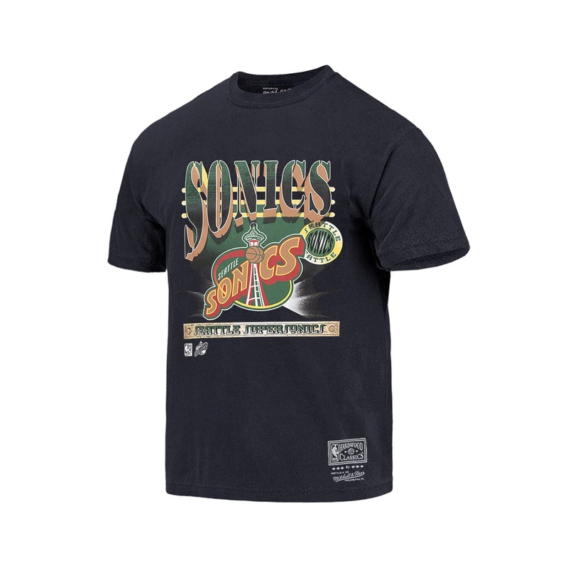 Seattle Supersonics Mitchell & Ness NBA Spotlight Vintage T-Shirt – Faded Black