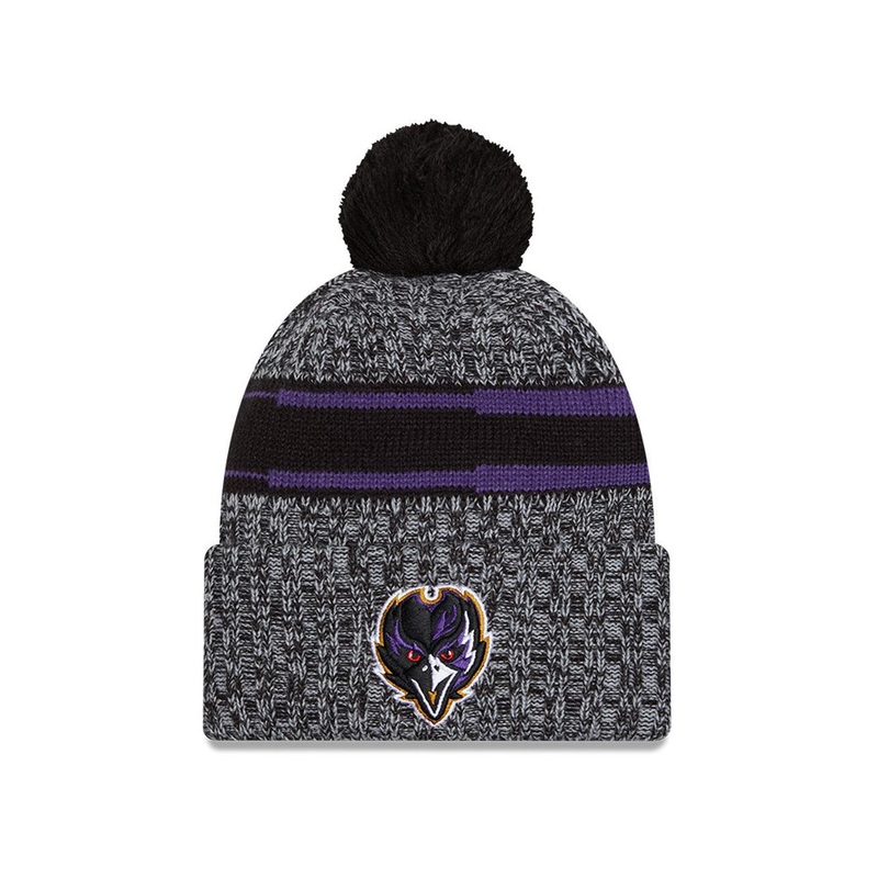 Baltimore Ravens New Era NFL 23 Sideline Pom Knit Beanie