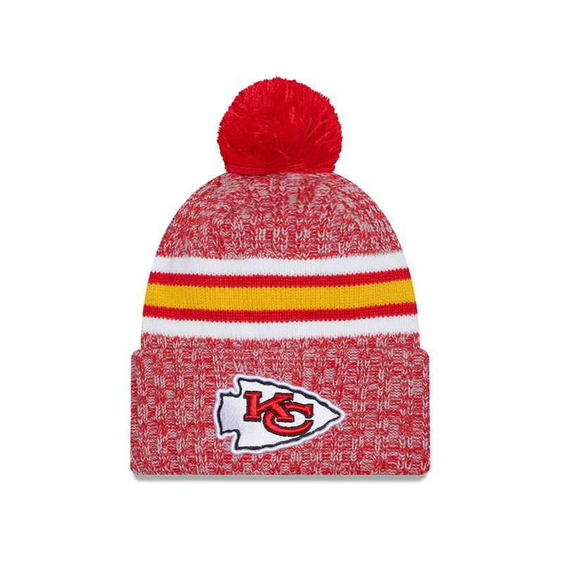 Kansas City Chiefs New Era NFL 23 Sideline Pom Knit Beanie