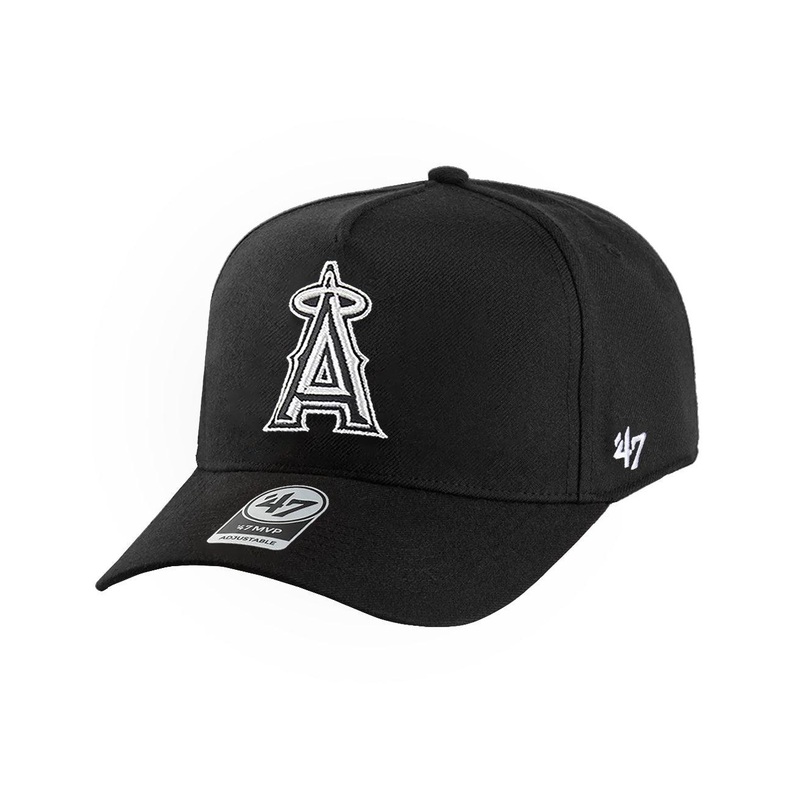 Los Angeles Angels ’47 MLB Monochrome MVP DT Snapback Hat – Black