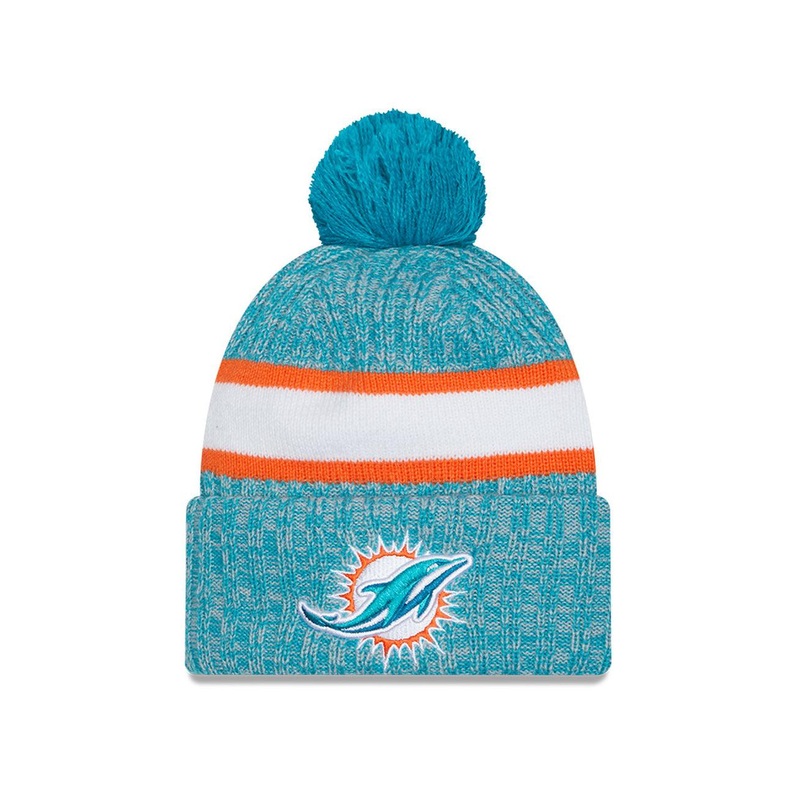 Miami Dolphins New Era NFL 23 Sideline Pom Knit Beanie
