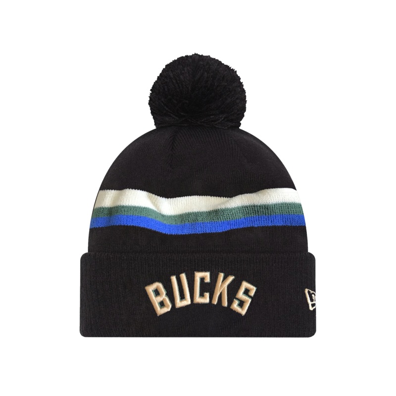 Milwaukee Bucks New Era NBA Statement Knit Beanie – Black
