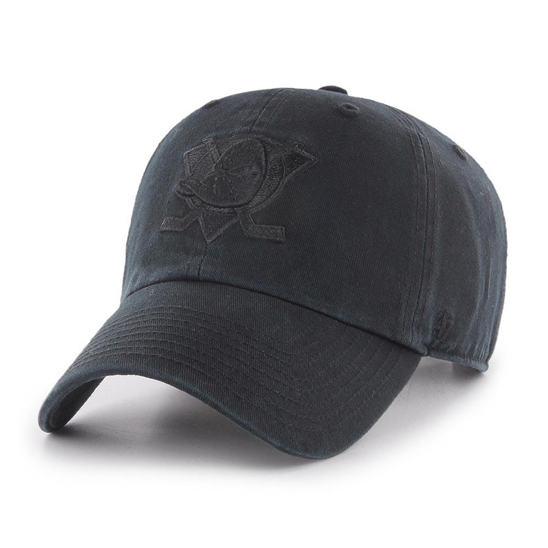 Anaheim Mighty Ducks ’47 NHL Black On Black Clean Up Strapback Hat