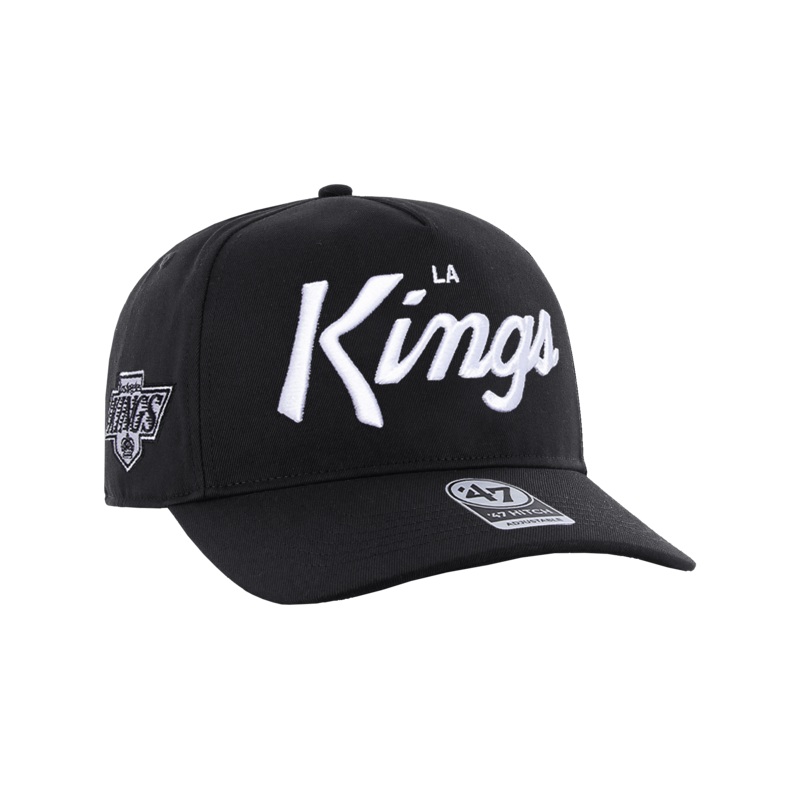 Los Angeles Kings ’47 NHL Attitude Script Hitch Pre-Curved Snapback Hat – Black