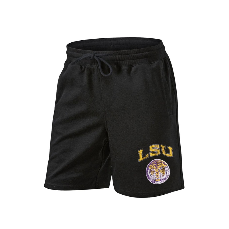 LSU Tigers NCAA Emblem Fleece Shorts – Black