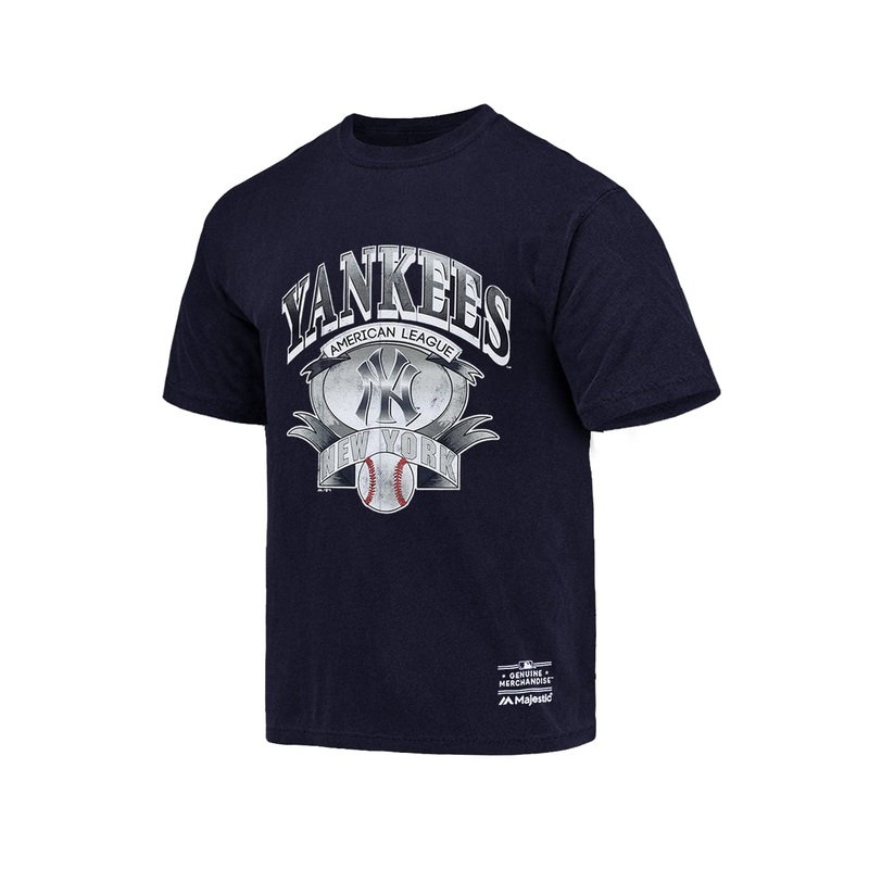 New York Yankees Majestic MLB Banner Vintage T-Shirt – Navy