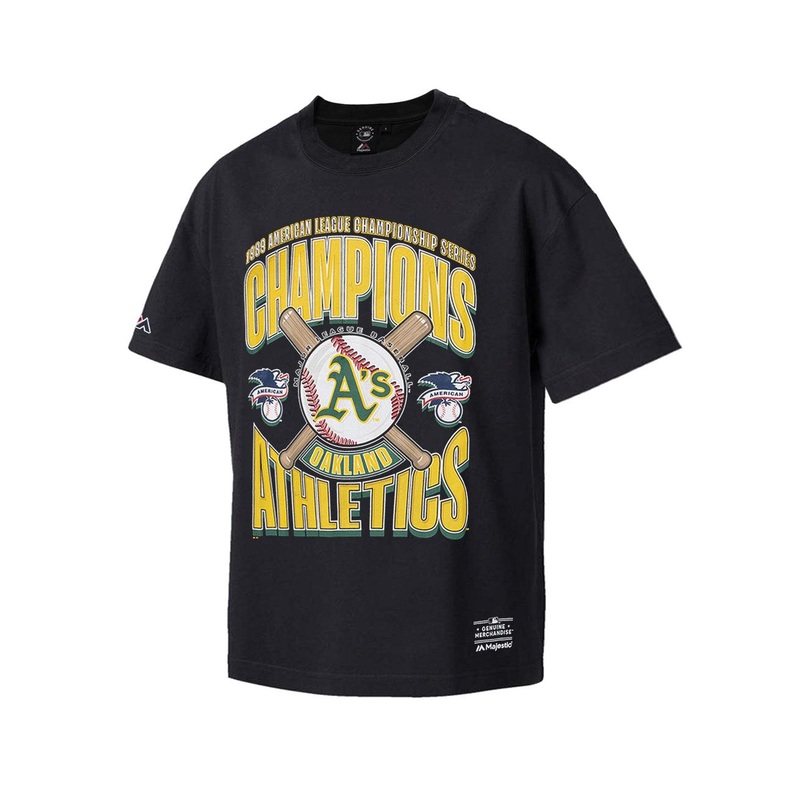 Oakland Athletics Majestic MLB League Champs Oversized Vintage T-Shirt – Faded Black