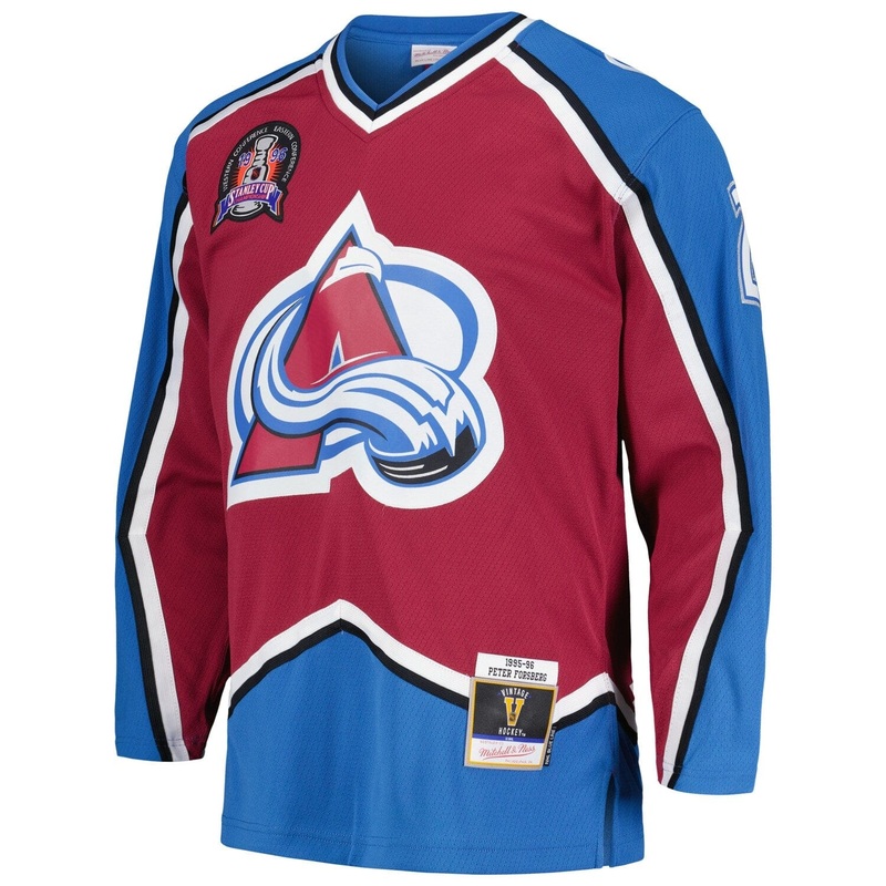 Peter Forsberg Colorado Avalanche Mitchell & Ness NHL 95-96 Blue Line Jersey – Burgundy