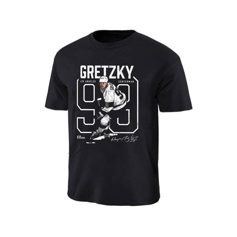 Wayne Gretzky Los Angeles Kings 500 Level NHL Number Outline T-Shirt – Black