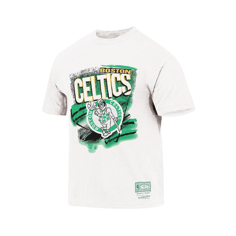 Boston Celtics Mitchell & Ness NBA Abstract Vintage T-Shirt – Vintage White