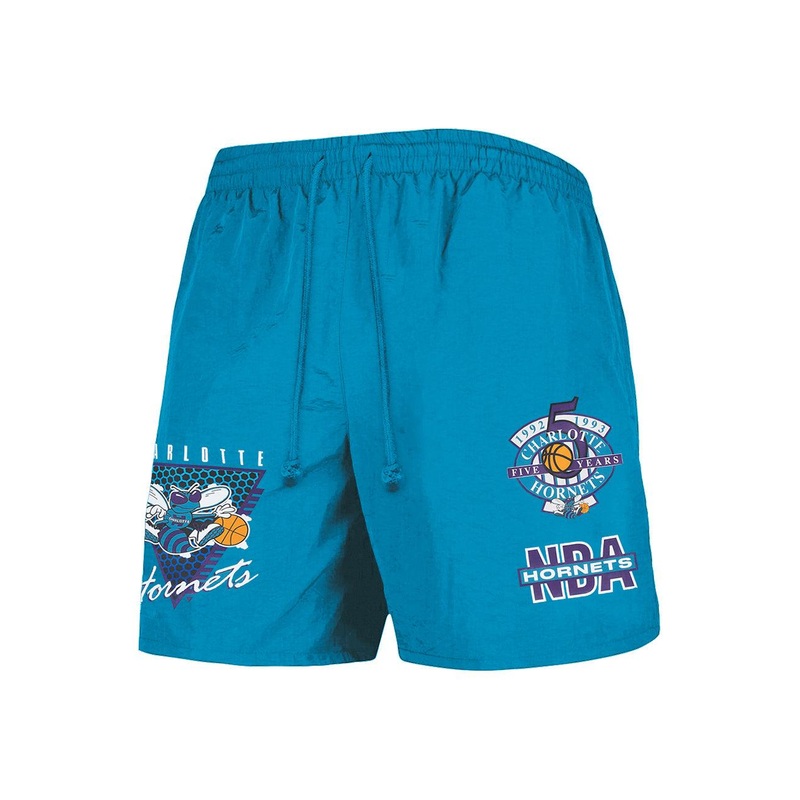 Charlotte Hornets Mitchell & Ness NBA Where You At Nylon Shorts – Teal
