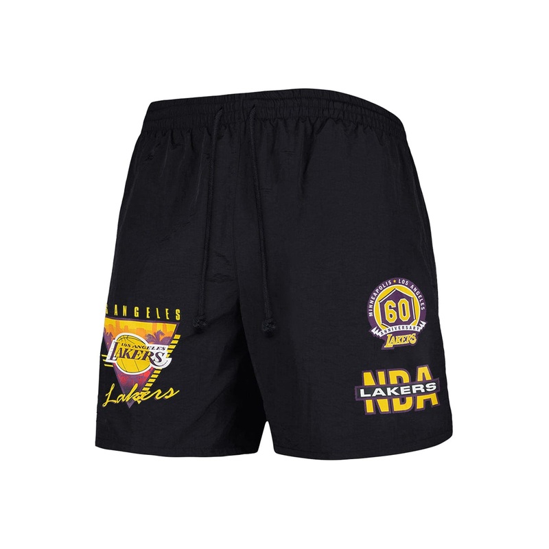 Los Angeles Lakers Mitchell & Ness NBA Where You At Nylon Shorts – Black