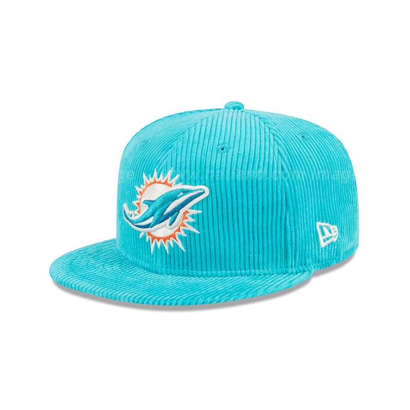 Miami Dolphins New Era NFL Letterman Pin Corduroy 59FIFTY Fitted Hat – Teal