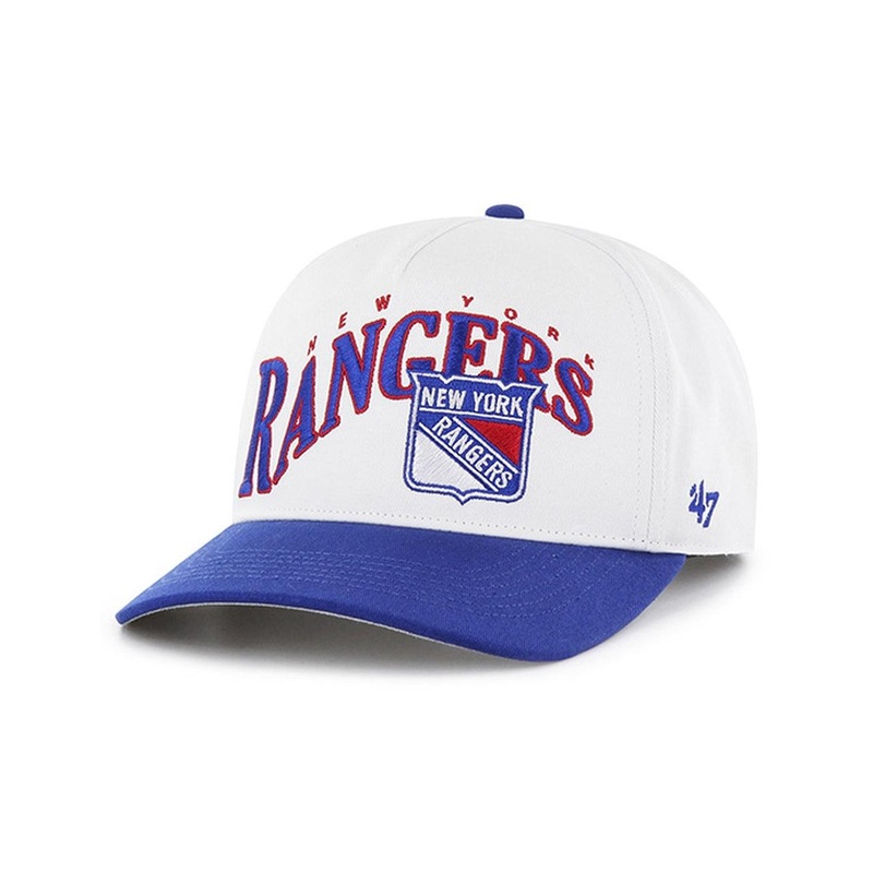 New York Rangers ’47 NHL Wave Hitch Pre-Curved Snapback Hat – White