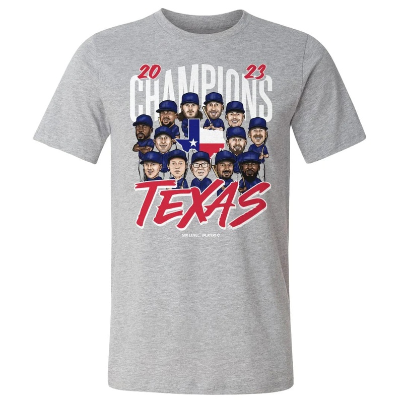 Texas Rangers 500 Level MLB 23 Champions Team T-Shirt – Grey