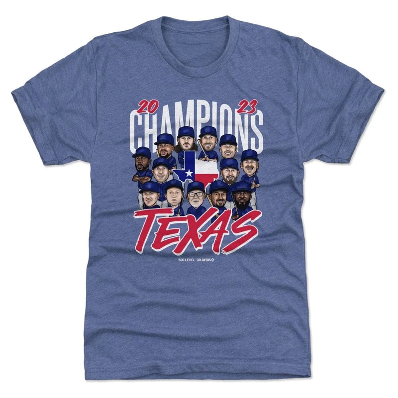 Texas Rangers 500 Level MLB 23 Champions Tri-Blend T-Shirt – Blue