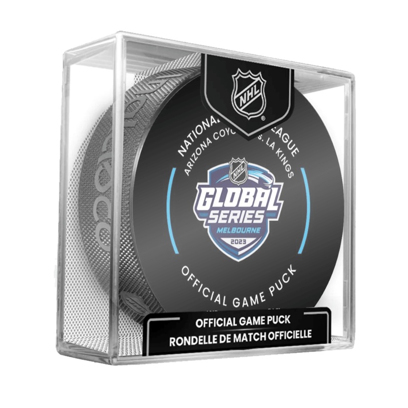 2023-24 NHL Global Series Melbourne Inglasco Hockey Puck In Cube