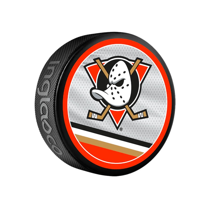 Anaheim Mighty Ducks Inglasco NHL 22 Retro Reverse Souvenir Puck