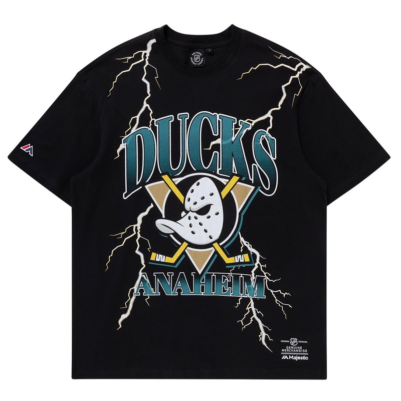 Anaheim Mighty Ducks Majestic NHL Team Lightning Vintage T-Shirt – Faded Black
