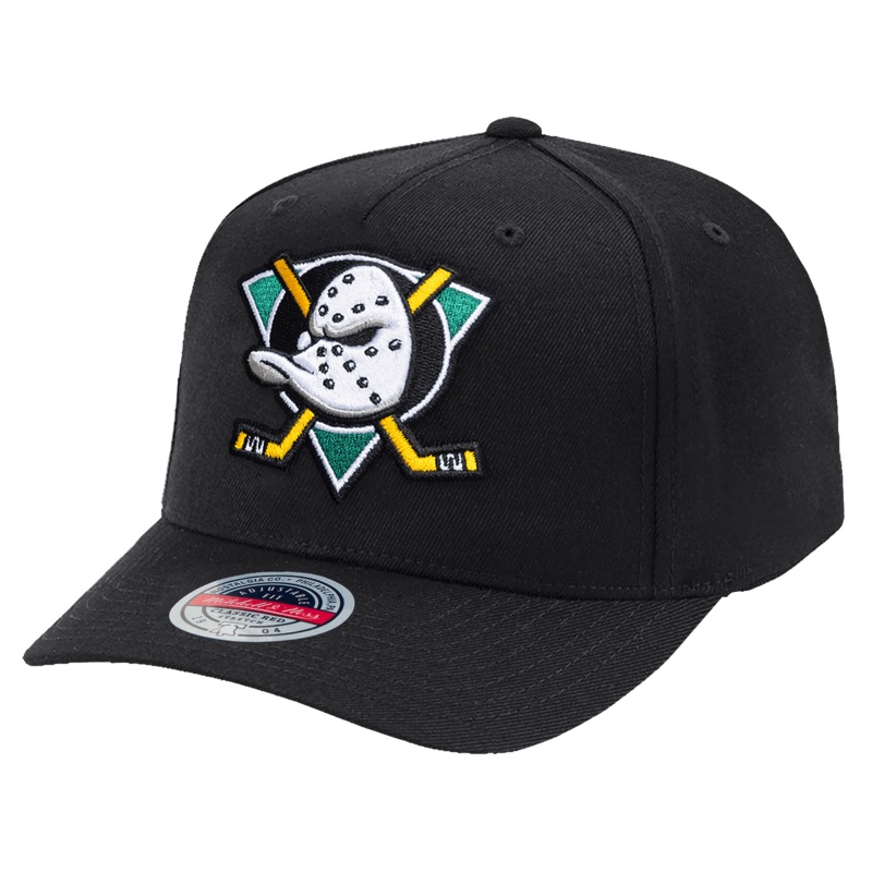 Anaheim Mighty Ducks Mitchell & Ness NHL Team Classic Red Snapback Hat – Black