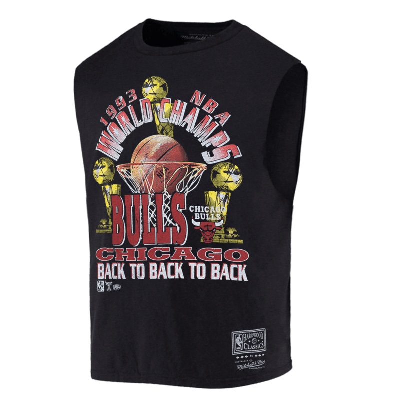 Chicago Bulls Mitchell & Ness NBA 93 Champs Vintage Muscle T-Shirt – Faded Black