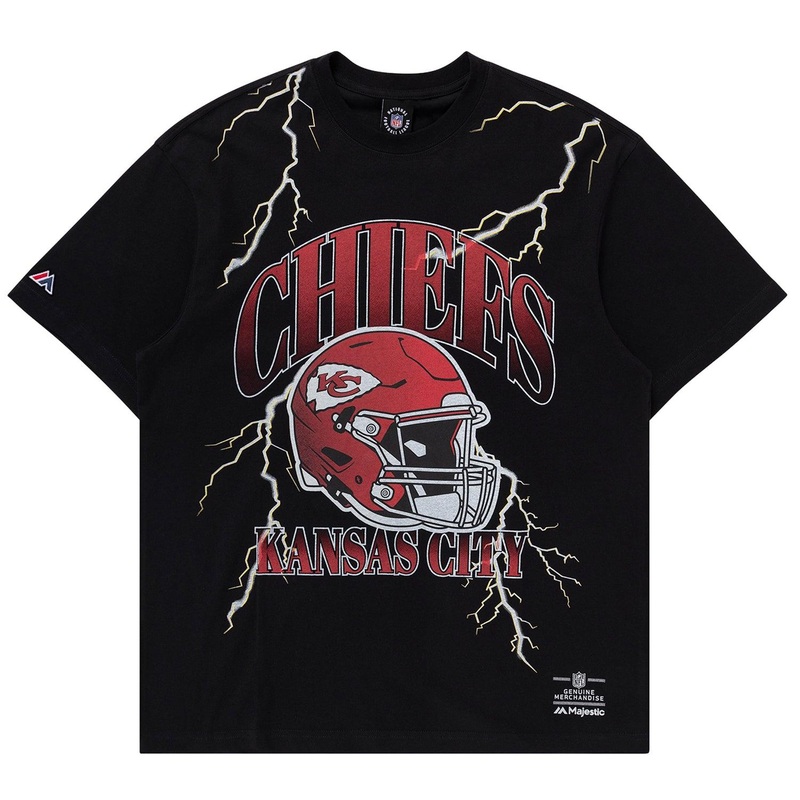 Kansas City Chiefs Majestic NFL Team Lightning Vintage T-Shirt – Faded Black