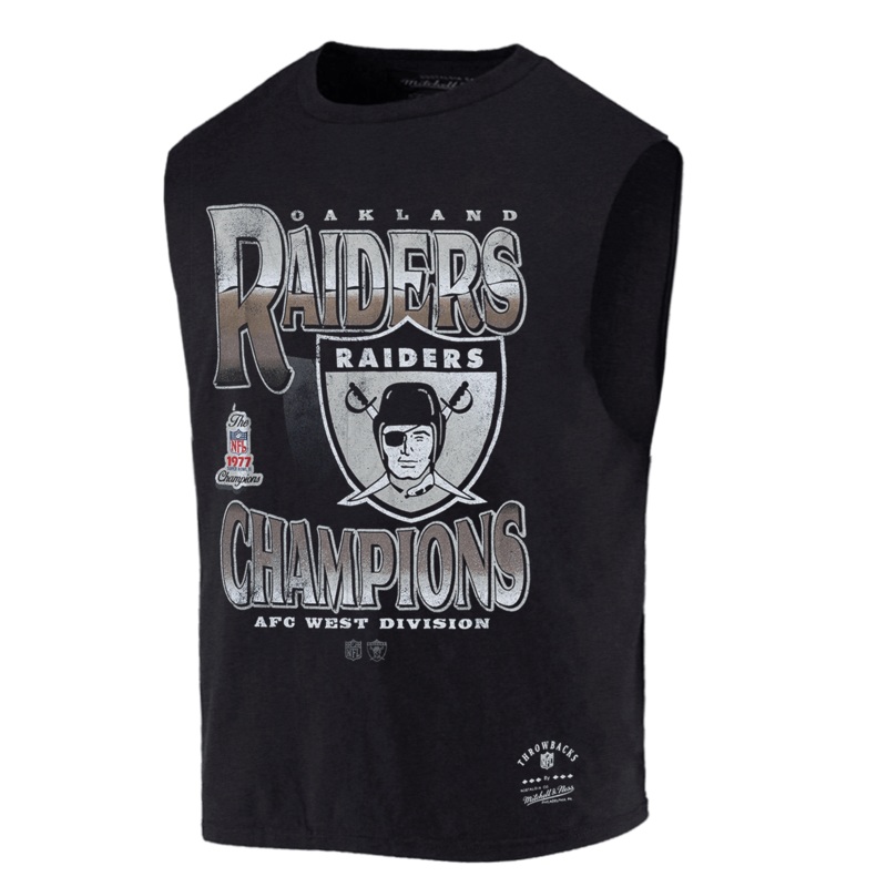 Las Vegas Raiders Mitchell & Ness NFL 77 AFC Vintage Muscle T-Shirt – Faded Black