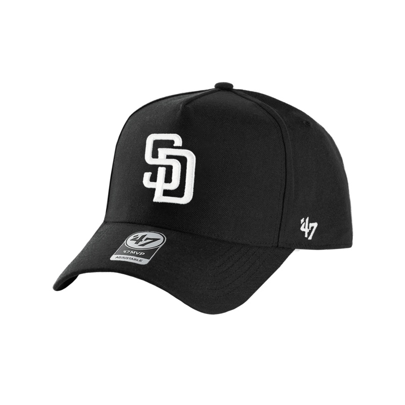 San Diego Padres ’47 MLB Monochrome MVP DT Snapback Hat – Black