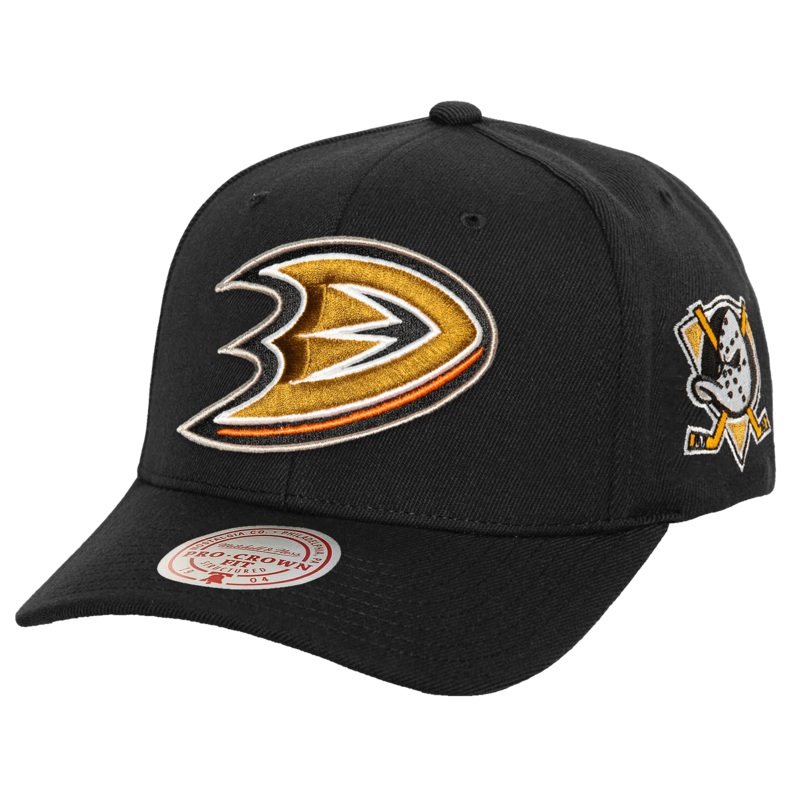 Anaheim Ducks Mitchell & Ness NHL Icon Pro Crown Snapback Hat – Black