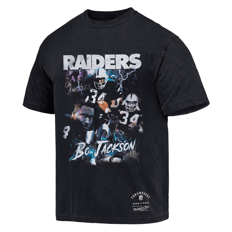 Bo Jackson Las Vegas Raiders Mitchell & Ness NFL Montage Vintage T-Shirt – Black