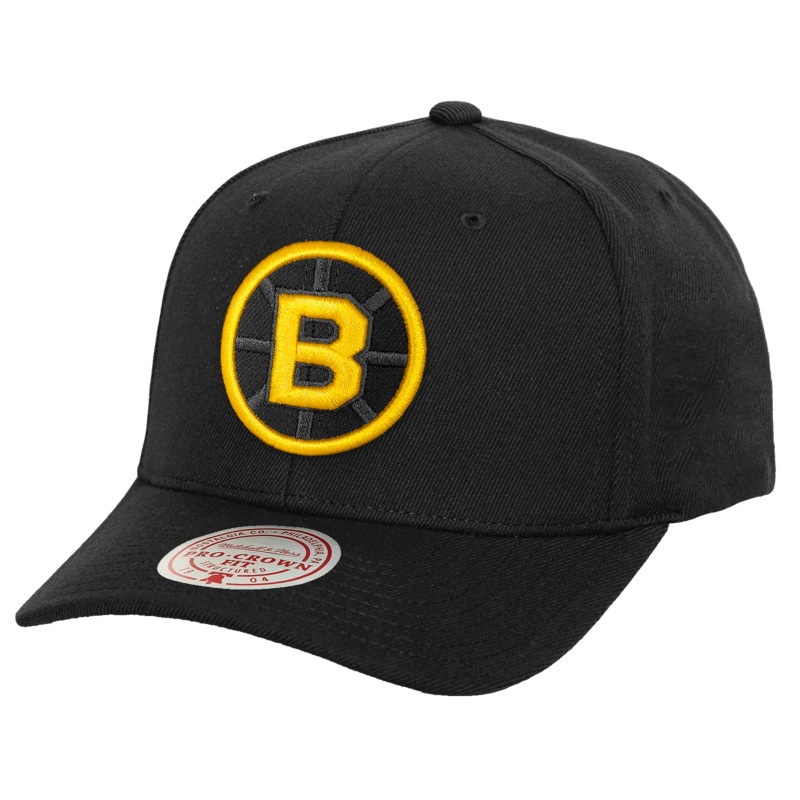 Boston Bruins Mitchell & Ness NHL Icon Pro Crown Snapback Hat – Black