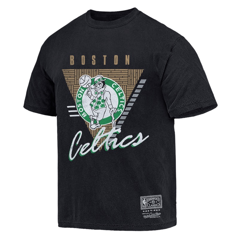 Boston Celtics Mitchell & Ness NBA Tri Logo Vintage T-Shirt – Faded Black