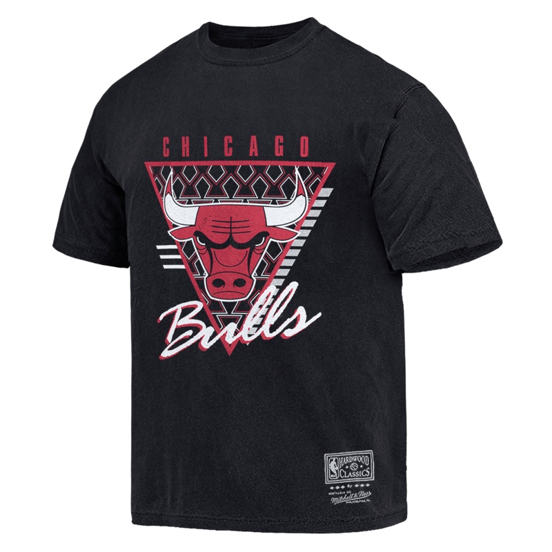 Chicago Bulls Mitchell & Ness NBA Tri Logo Vintage T-Shirt – Faded Black