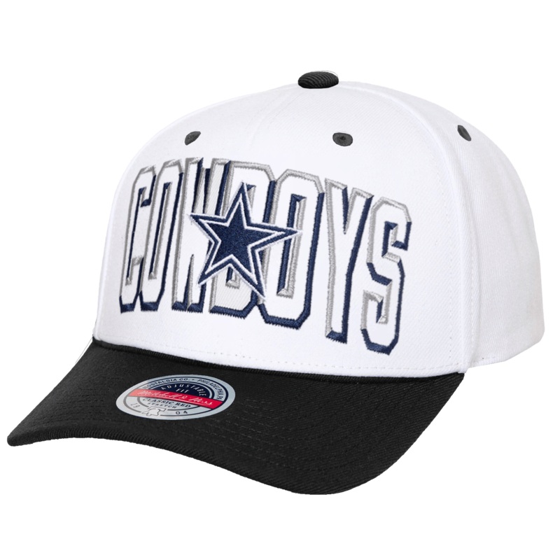 Dallas Cowboys Mitchell & Ness NFL Bevel Classic Red Snapback Hat – White