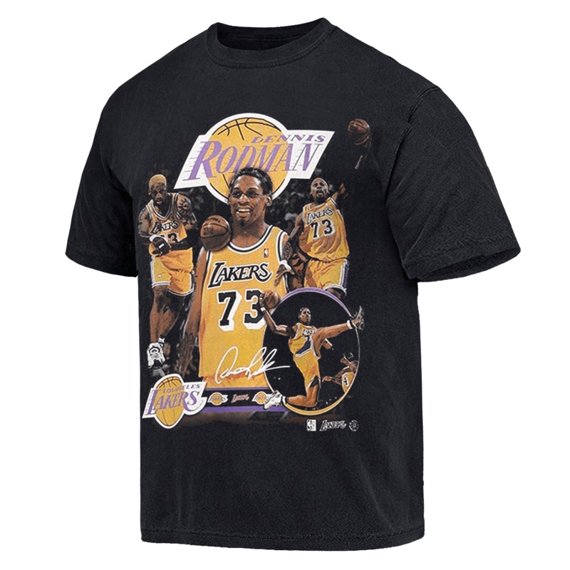 Dennis Rodman Los Angeles Lakers Mitchell & Ness NBA Homage Vintage T-Shirt – Faded Black
